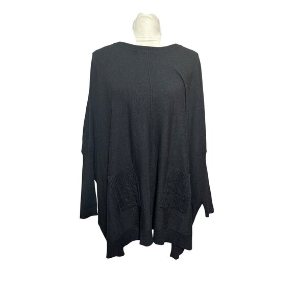Patrizia Luca Milano Black Poncho Oversized Sweater O/S Fall Layering Piece - Picture 1 of 9